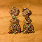 Mandala Floral Stud Antique Jhumka Earrings