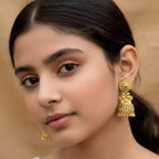 Mandala Floral Stud Antique Jhumka Earrings