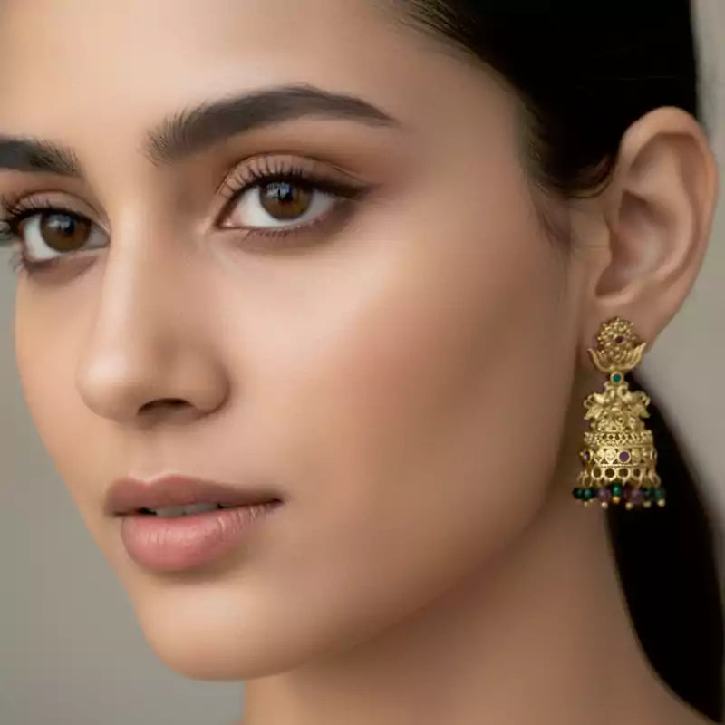 Peacock Antique Jhumka Earrings