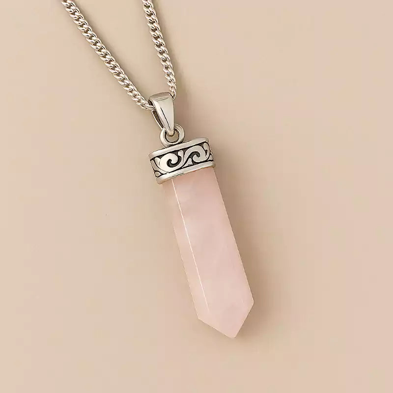 Rose Quartz Pencil Pendant