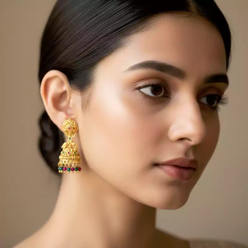 Spiral Stud Antique Jhumka Earrings