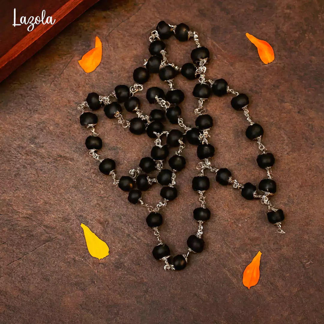 Silver Cap Karungali Mala