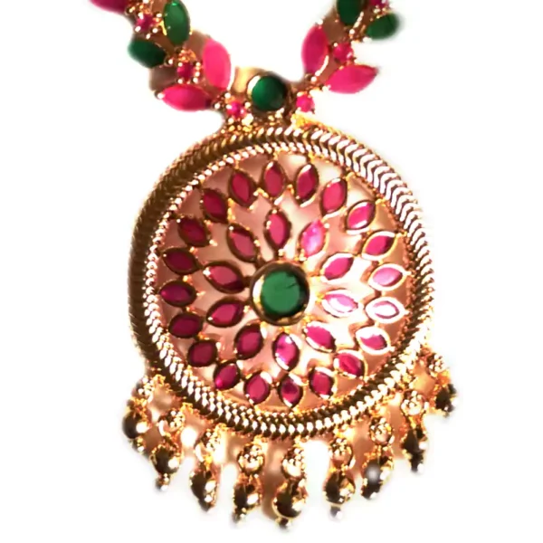 Gold plated temple pendant necklace