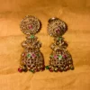 Gold-Plated Jhumka Earrings with Mandala Floral Stud