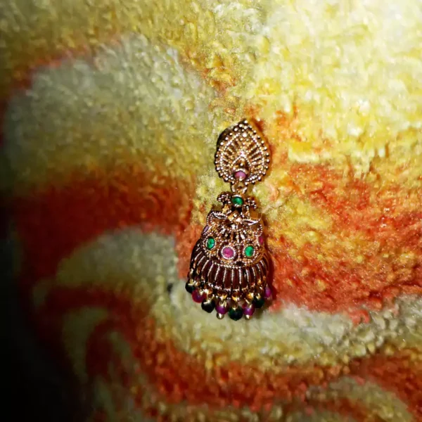 Gold-Plated Jhumka Earrings with Mango Design Stud