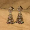 Gold-Plated Jhumka Earrings with Mango Design Stud