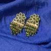 Gold-Plated Temple Necklace Set with Green Stone