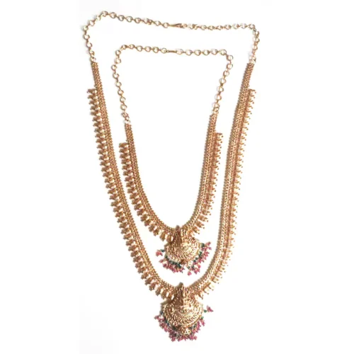 Temple Design Gold Plated Haram Set