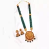 Lakshmi Temple Set with Green Beads Lazola India