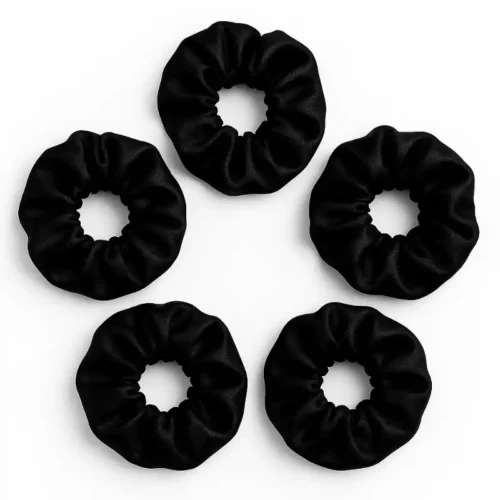 Black Satin Hair Scrunchies