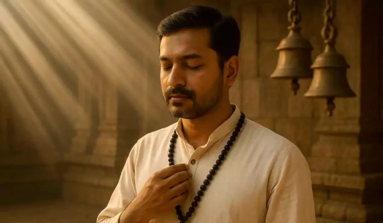 how to wear Karungali Malai properly