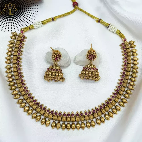 Antique Temple Jewellery Set 0090 Lazola India