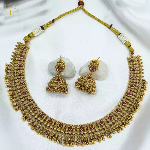 Antique Temple Jewellery Set 0092 Lazola India