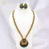 Gold Plated Green Stone Temple Necklace Set 0093 Lazola India