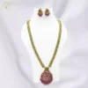 Gold Plated Pink Stone Temple Necklace Set 0094 Lazola India