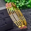 Gold Plated Ruby Stone Studded Bangles Lazola India