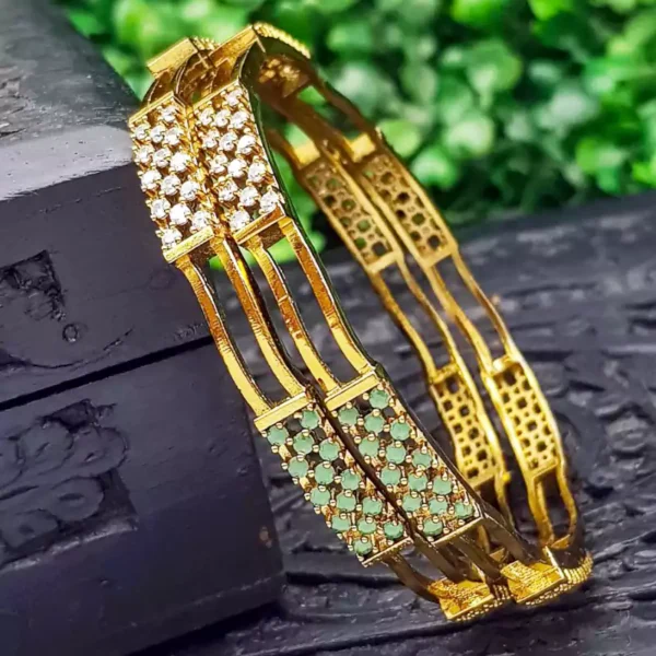 Gold Plated Stone Studded Bangles Lazola India