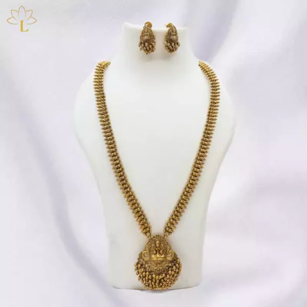 Gold Plated Temple Necklace Set with Lakshmi 0095 Lazola India