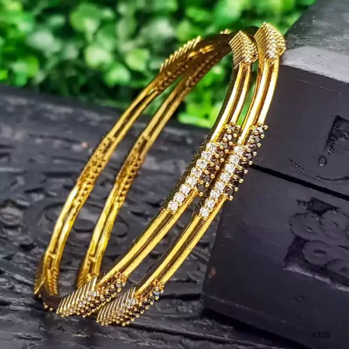 Gold Plated White CZ Stone Bangles Lazola India