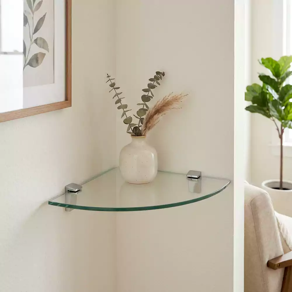 Home 2 Corner Glass Wall Shelves