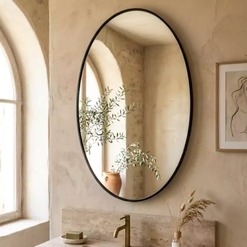 Oval Framed Wall Mirror