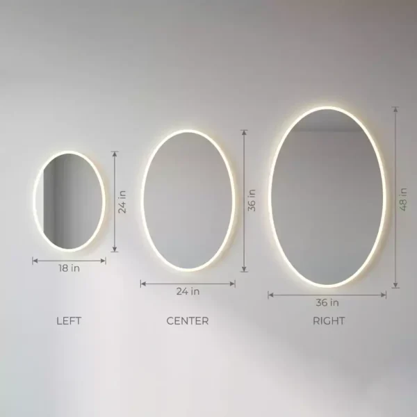 Oval Smart LED Mirror with Touch Sensor, 3 Colour Lighting and Defogger