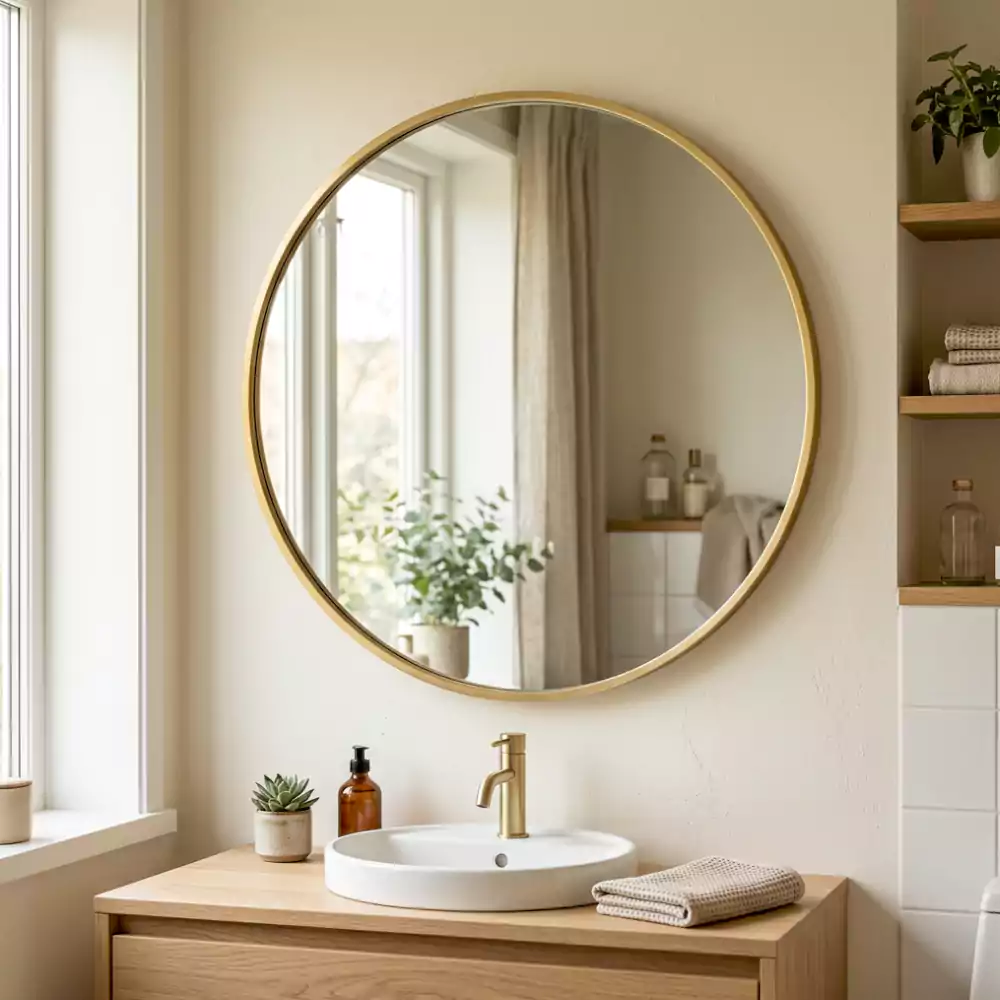 Home 1 Round Framed Wall Mirror