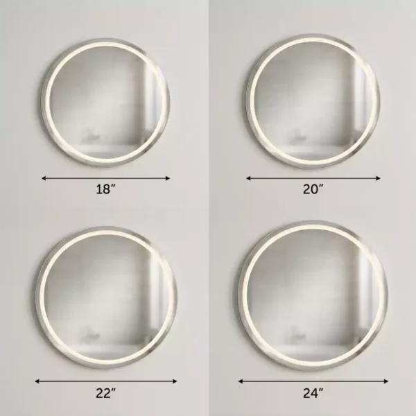 Round Smart LED Mirror with Touch Sensor 7 Round Smart LED Mirror with Touch Sensor, 3 Colour Lighting and Defogger