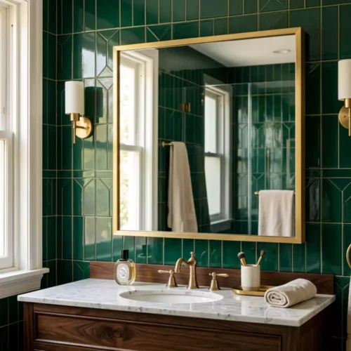 Square Gold Framed mirror