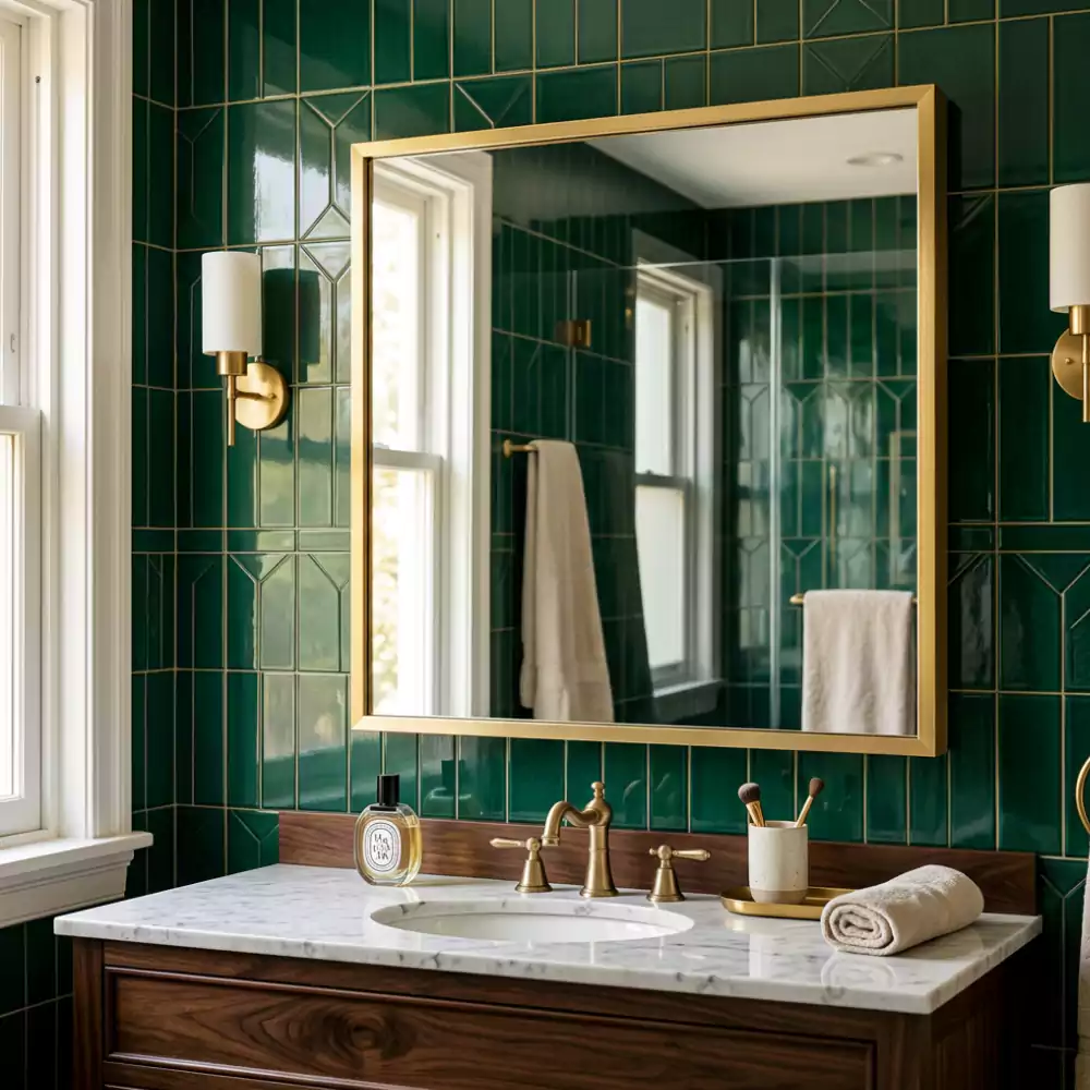 Home 11 Square Gold Framed mirror